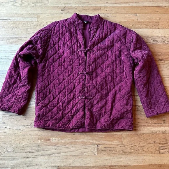 Eileen Fisher silk quilted jacket with pockets medium maroon - Picture 1 of 8